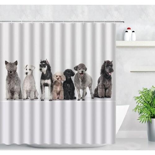 Funny Animals Shower Curtains Cute Cat Dog 3D Printing Waterproof Home Decor Bath Screens Polyester Fabric Bathroom Curtain Set