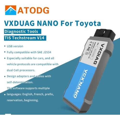 VXDIAG NANO USB Diagnosi Tool TIS Techstream V14 V15 ForTOYOTA Obd2 Code Scanner Programming ForLexus SAE J2534 Car tools