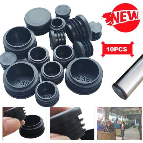 10Pcs Black Plastic Round Pipe Plug Table and Chair Thickening Anti-Slip Furniture Leg Plug Protector Pads Home Decoration