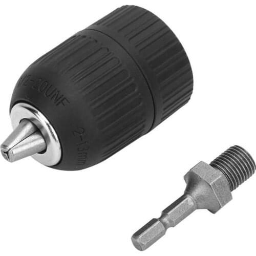 1/2-20UNF Keyless Drill Chuck 2.0-13MM Electric Drill Motor Shaft Mini Chuck 1/4 '' Hex Shank Quick Change Adapter Converter