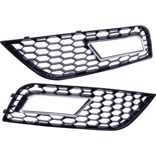 1 Pair Silver Honey-comb Front Bumper Fog Light Grille 8K0807681K fit for AUDI A4 B8.5 RS4 STYLE 2013-2015 2016 8K0807682K