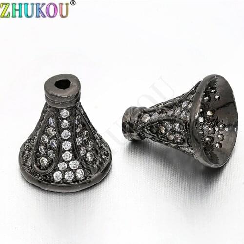 10*11mm Brass Cubic Zirconia Beads Caps DIY Jewelry Bracelet Necklace Making, Model: VH3