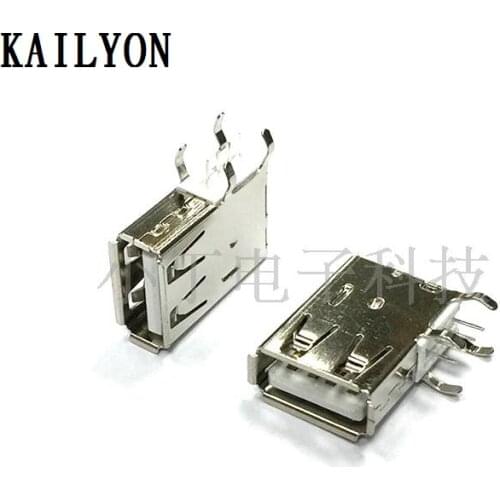 100pcs All copper USBA female side insert long body, A type mother seat, 90 degree flashboard, USB interface, USB female mouth s