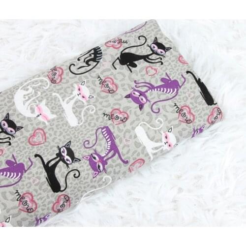 140CM Slim Cats Print 100% Cotton Fabric Cloth Sheet Clothes Making Home Textile Handmadde Bag Material