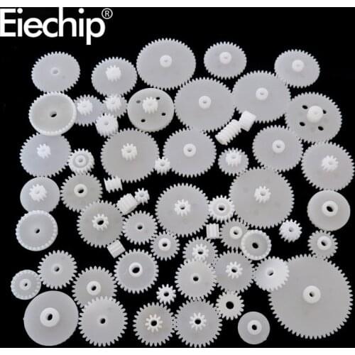 46 Kinds Plastic Gear,Plastic 0.5 Module Gears White Micro DC Motor Toys Gears DIY Combination Parts