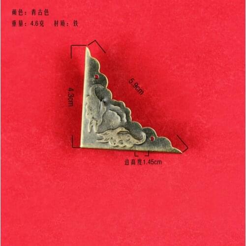 50pcs/lot Antique double beast thickened corners, wooden horn bags, metal rectangular air box Kok DIY Jewelry Accessories