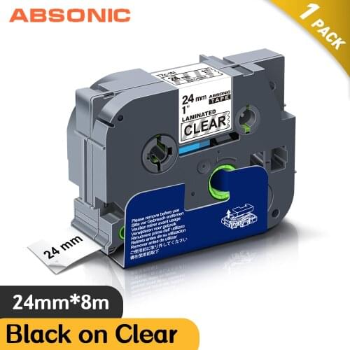 Absionc Laminated Label TZe-151 TZ-151 Black on Clear 24mm*8m TZe Tapes Compatible for Brother P-touch PT-D600 PT-P700 Printers