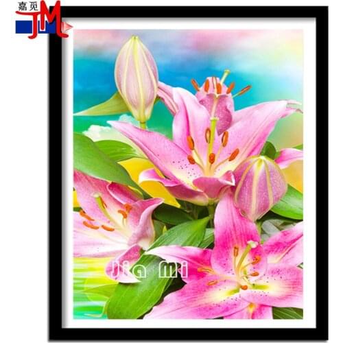 Pink Lily Flower 5D Diamond Embroidery Diamond Painting Cross Stitch Diamond Mosaic DIY Wall Decorative Needlework Photo Custom