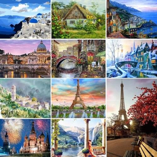 40x50x60x70 diamond painting 5D Full Square embroidery mosaic Cross Stitch Cute Landscape Building towe DIY home Decoration gift