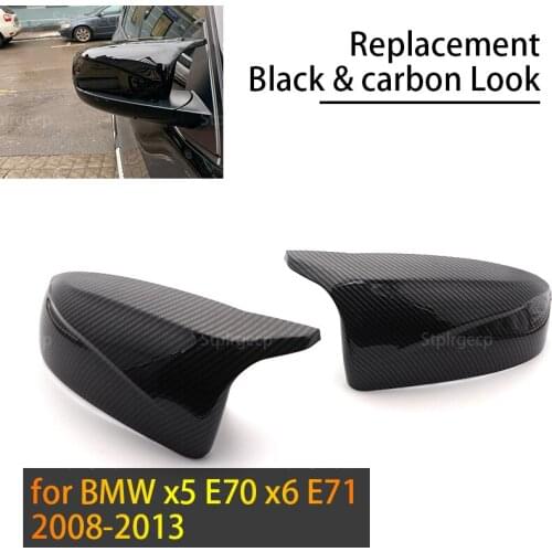 Auto Carbon Fiber Look Mirror Cover for BMW E70 X5 2007-2013 E71 X6 2008-2014 Replacement
