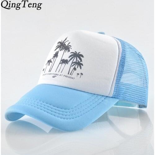 Beach Style Coconut Tree Mesh Baseball Cap Summer Outdoor Sport Trucker Caps Men Women Brand Hip Hop Snapback Gorra Casquette
