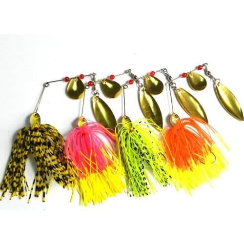HENGJIA 4PCS 14.8G Spinners hard baits spinner bait buzz bait fishing lure rubber jig fishing tackle