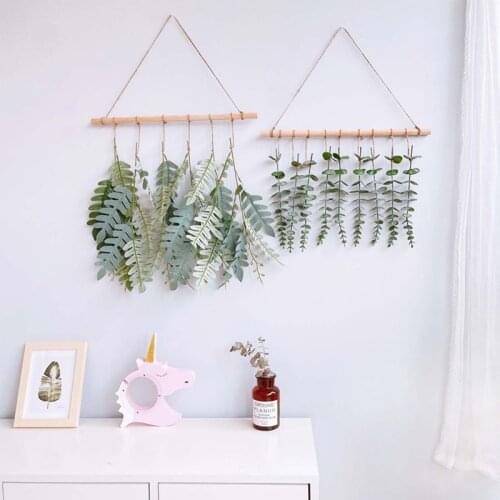 Nordic Style Artificial Green Orange Plants Eucalyptus Fake Leaves Wall Hanging Decor Home Living Room Coffe Door Decoration