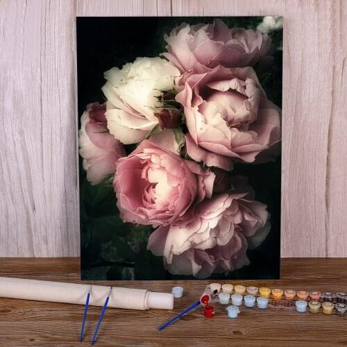 Flower Rose Painting By Numbers Set Acrylic Paints 50*70 Canvas Painting New Design For Kids Wall Handicraft