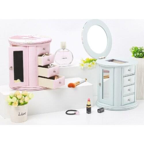 Jewelry Ring Earrings Necklace Storage Box Makeup Cosmetic Organizer Storage Box Christmas Gifts Female Storage Boxes