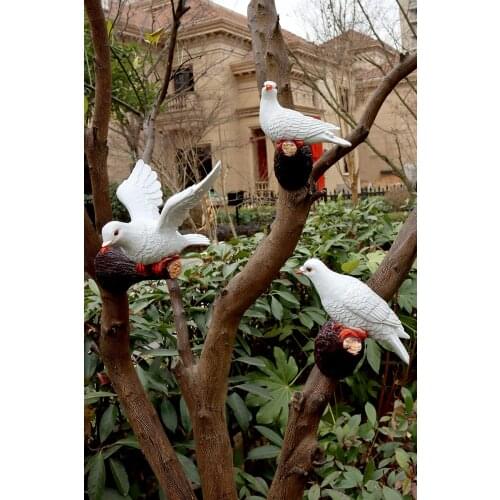 Creative Simulation Pigeon Model Resin Simulation Bird White Pigeon Wedding Outdoor courtyard garden decoration Bird Peace Dove