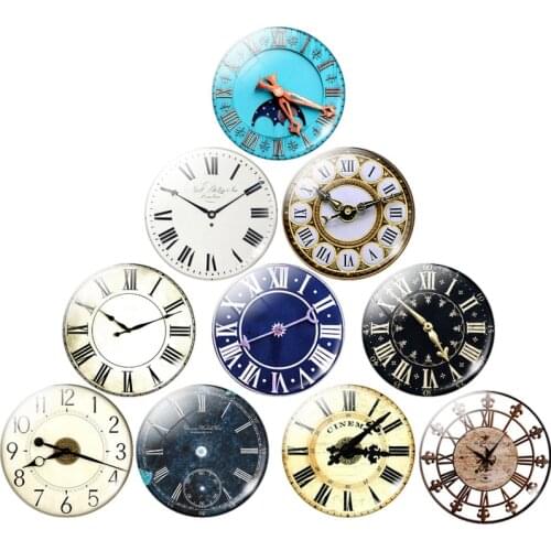 Round Retro Clock Pocket Watch Pattern Glass Cabochon For DIY Jewelry Making Findings 25MM Demo Flat Back Making Findings