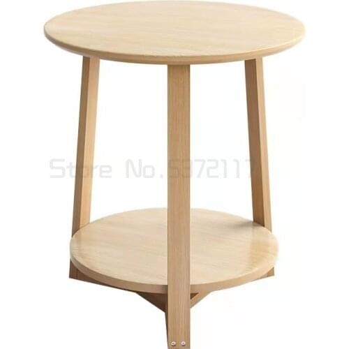 Nordic round table bedroom simple and creative solid wood bedside small tea table living room sofa side table