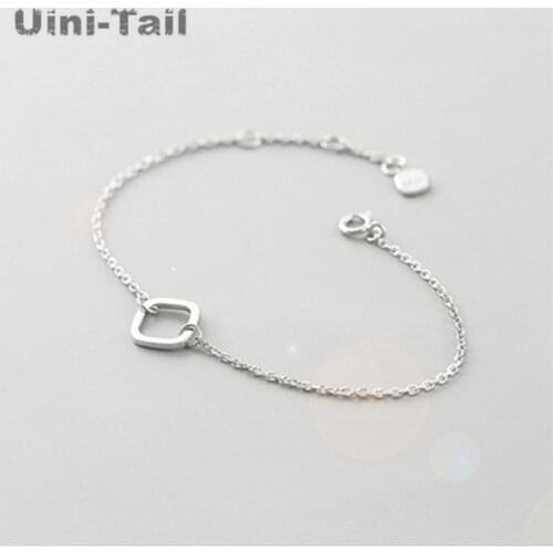 Uini-Tail hot new 925 sterling silver hollow square bracelet simple personality square geometric jewelry fashion wild ED072
