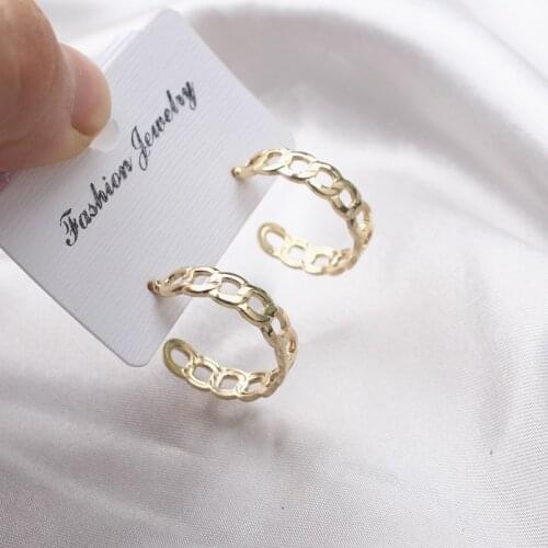 Small Hollow Alloy Chain Stud Earrings for Women Gold Silver Color Earings Simple Trend pendientes mujer Girl Gift