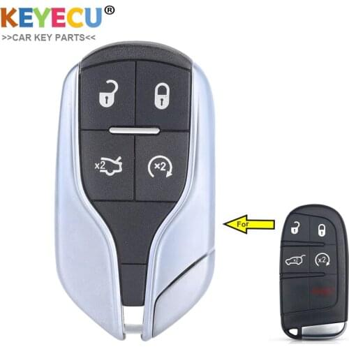 KEYECU Modified Smart Remote Car Key Fob / Case Shell for Chrysler Jeep Dodge Fiat, Fob 5 Buttons - FCC ID: M3N-40821302