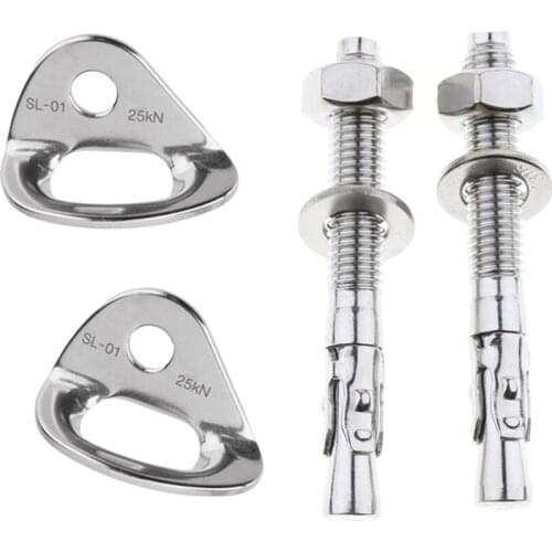 4pcs Stainless Steel Climbing 25KN Anchor Plates Hanger Bolts Set