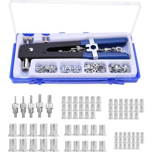 86pcs Hand Riveter Nut Rivet Gun Kit Manual Threaded Nut Rive Tool Kit Stainless Steel Nuts Metric Thread For Screws