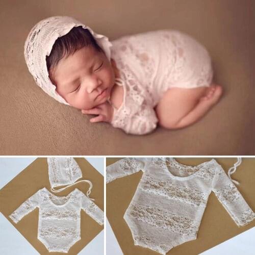 New Children Photography Clothing Newborn Lace Clothes Full Moon Hundred Days Baby Princess Hat Onesies