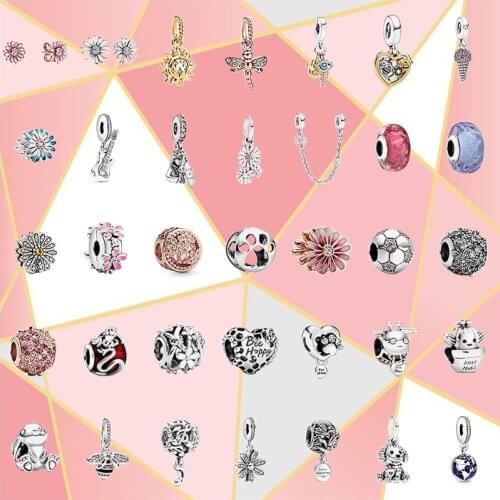 2020 Spring New 925 Sterling Silver New Daisy Poodle Puppy Friend Pendant Charm Romantic Original Woman Diy Jewelry Gift