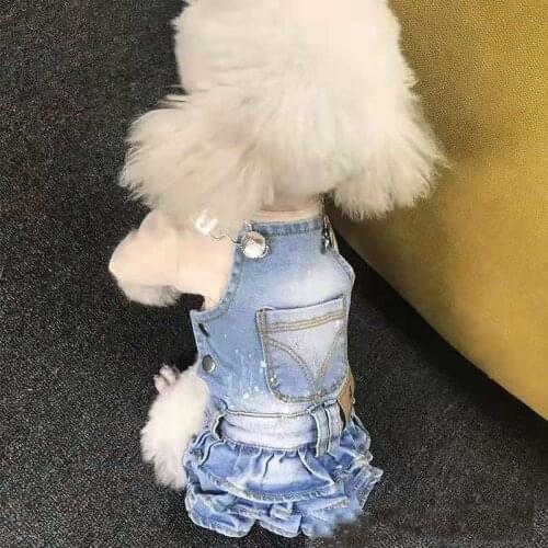 Small Dog Dress Denim Skirt Cat Puppy Doggie Pet Jeans Dresses Yorkshire Shih Tzu Maltese Pomeranian Poodle Bichon Dog Clothing