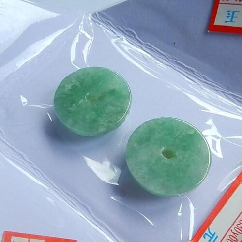 Sales 1Pairs precious Round Shape Burma jade Gemstone Pendant Beads 21x3mm 22x3mm 8.2g Cahrms Jewelry For Moving Accessory