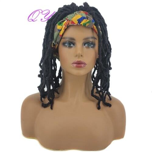 QY Hair Synthetic Afro Headband Black Dreadlocks Hair Color Wrap Wig With Temperature Fiber Hair For African Woman
