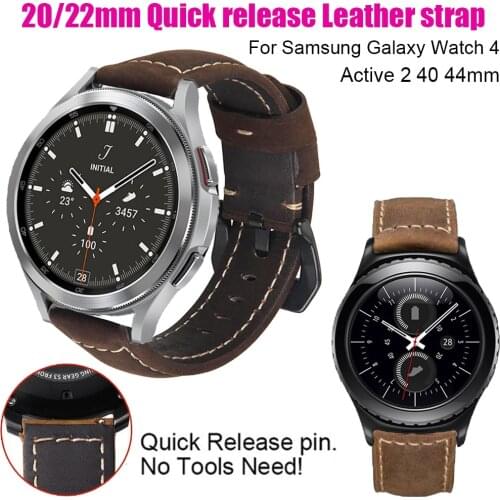 Genuine Leather Watchband for Samsung Galaxy Watch 4 40 44/Watch4 Classic 42 46/Active 2/S3 Classic bracelets smart watch strap