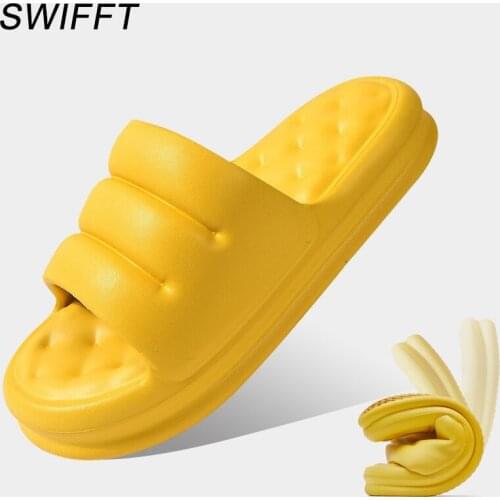 Men And Women Thick Platform Slippers Summer Beach Eva Soft Sole Slide Sandals Leisure Men Ladies Indoor Bathroom Anti-slip Shoe