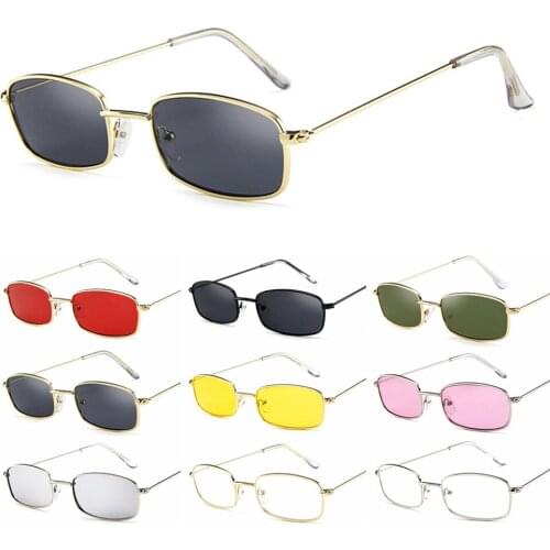 2021Summer Unisex Retro Shades Rectangle Sunglasses Candy Color UV400 Metal Frame Clear Lens Sun Glasses Eyewear Goggles
