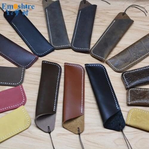 Hand-stitched Leather Pencil Case Leather Simple Vintage Pencil Case Personalized Leather Use With Notepad Office StationeryB232