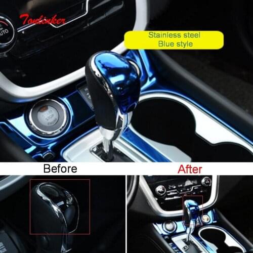 Tonlinker Interior Gear head Cover case Stickers for Nissan Murano 2015-19 Car styling 1 PCS Stainless steel Cover stickers