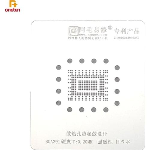 Amaoe BGA Reballing Stencil Template Bga291 For Flash Memory Chip SSD Solid State Drive Hard Disk Tin Screen Steel Mesh