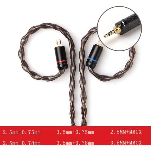 TRN T4 8N OCC Copper earphone wire mmcx 3.5mm 2.5mm 0.75mm 0.78mm upgrade Balanced Hifi Replacement Earphones Cable