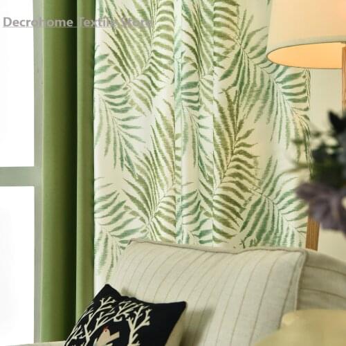 High-end American Country Environmentally Friendly Printed Thick Velvet Linen Quiet Leaf Curtains for Living Room Bedroom