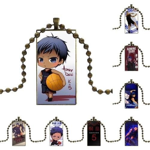 Japan Anime Kuroko No Basket Aomine Seirin Fashion Glass Cabochon Pendant Rectangle Necklace Choker Necklace Jewelry