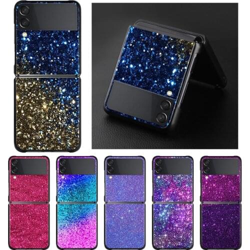 Bling Sparkle Glitter Black Hard Shell For Samsung Galaxy Z Flip3 5G Cover for Samsung Galaxy Z Flip PC Case Cover Fundas