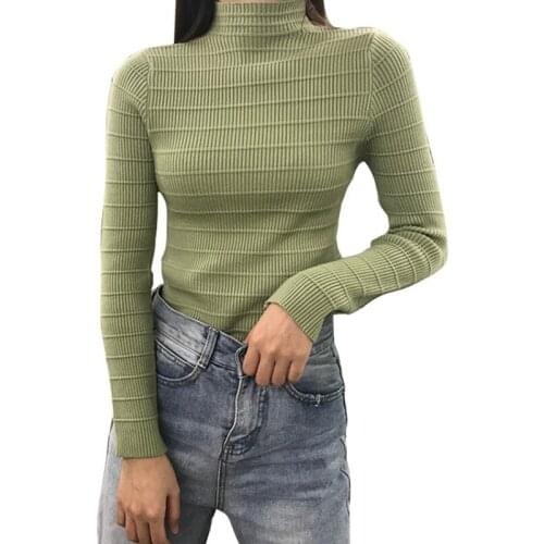 Gkfnmt 2019 Women Sweater High Elastic Solid Turtleneck Fall Winter Fashion Sweater Women Slim Sexy Hight Knitted Pullovers