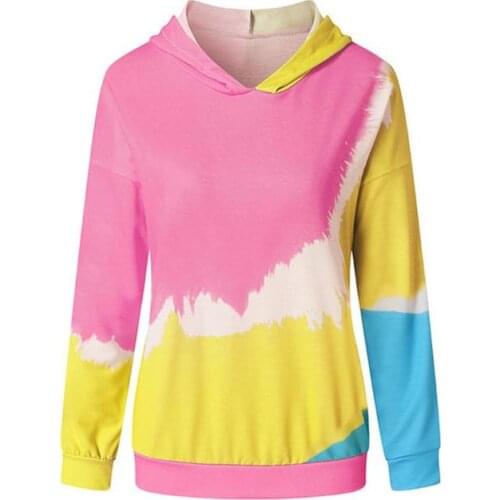 Womens sweater long sleeve hooded loose sweater, 2020 European and American tie dye new casual top, hot selling long sleeve hoo