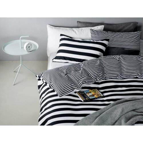 100% Cotton High Quality Duvet Cover Set Without Comforters 4 PCS Bedding Sets Brief Home Reactive Printing White Black Stripe