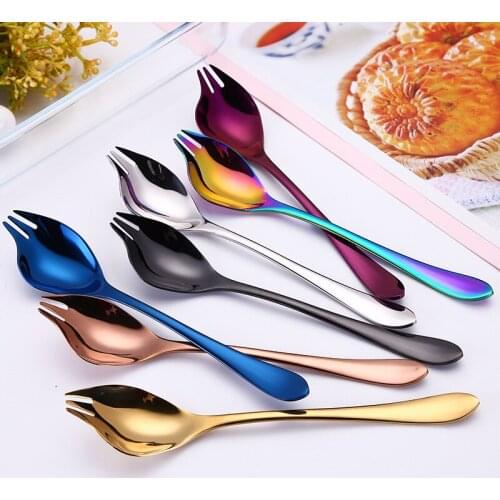 304 stainless steel salad fork creative spoon Fork instant noodles Cup matching fork fruit fork Western food tableware
