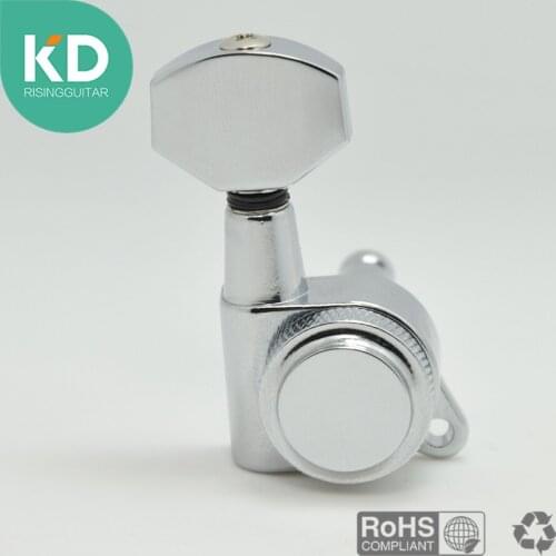 6 Pcs String Locking Tuning Key Acoustic Guitar Tuning Peg Electric Guitar Machine Head Thick Cover 6R/L/ Set With Small Button