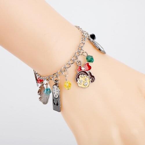 Anime Spirited Away Bracelet Cute Comic Figure Pendant Bangles no-Face-man My Neighbor Totoro Shape Dangle Gifts Easy Hook -20