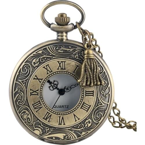 Antique Bronze Pocket Watches for Women Special Alloy Necklace Chain Trendy Quartz Pendant Watch for Male Accessory zakhorloge