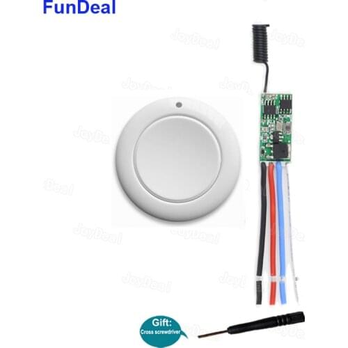 FunDeal 433 MHz Mini Wireless Remote Control Switch RF Push Button Transmitter Receiver 3.7v 4.5v 9v 12v 24v Power Switch Module
